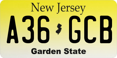 NJ license plate A36GCB