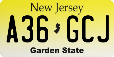 NJ license plate A36GCJ