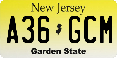 NJ license plate A36GCM