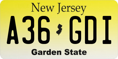 NJ license plate A36GDI