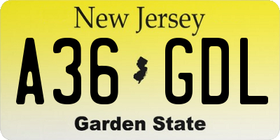 NJ license plate A36GDL