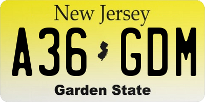NJ license plate A36GDM