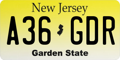 NJ license plate A36GDR