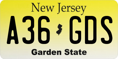 NJ license plate A36GDS