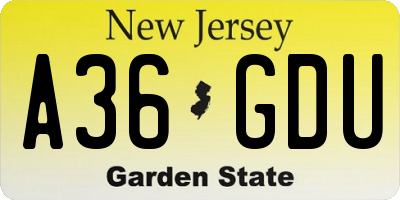 NJ license plate A36GDU