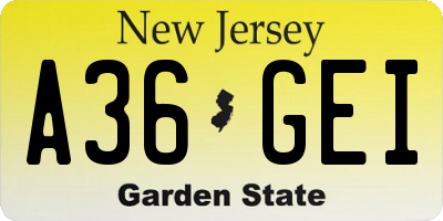 NJ license plate A36GEI