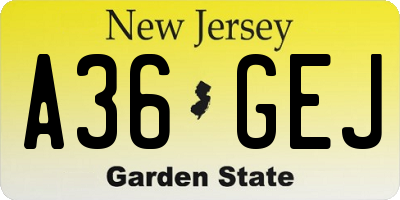 NJ license plate A36GEJ