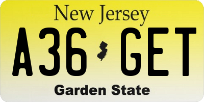 NJ license plate A36GET