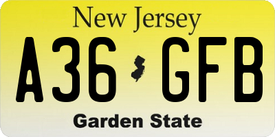 NJ license plate A36GFB