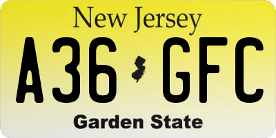 NJ license plate A36GFC