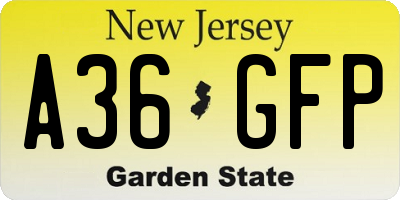NJ license plate A36GFP
