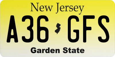 NJ license plate A36GFS
