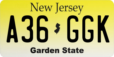 NJ license plate A36GGK