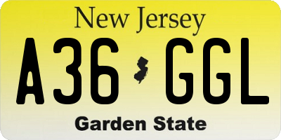 NJ license plate A36GGL