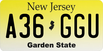 NJ license plate A36GGU