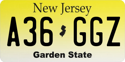 NJ license plate A36GGZ