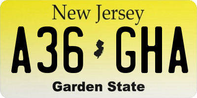 NJ license plate A36GHA