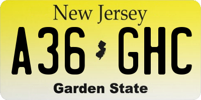 NJ license plate A36GHC