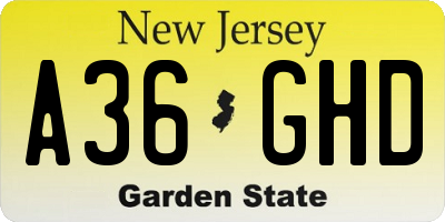 NJ license plate A36GHD
