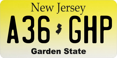 NJ license plate A36GHP