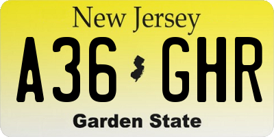 NJ license plate A36GHR