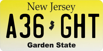 NJ license plate A36GHT