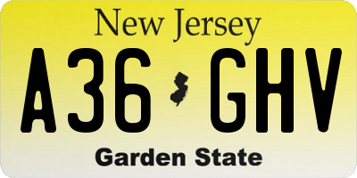 NJ license plate A36GHV