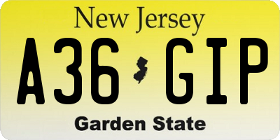 NJ license plate A36GIP