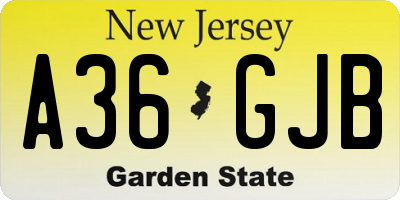 NJ license plate A36GJB