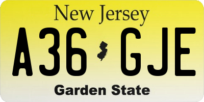 NJ license plate A36GJE