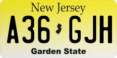 NJ license plate A36GJH