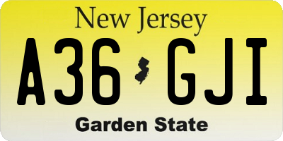 NJ license plate A36GJI