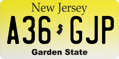 NJ license plate A36GJP