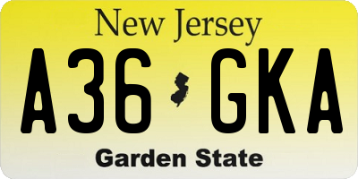 NJ license plate A36GKA
