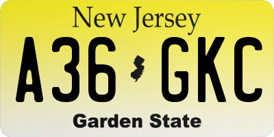 NJ license plate A36GKC