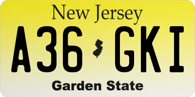 NJ license plate A36GKI