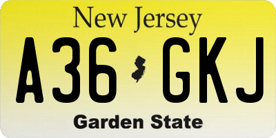 NJ license plate A36GKJ