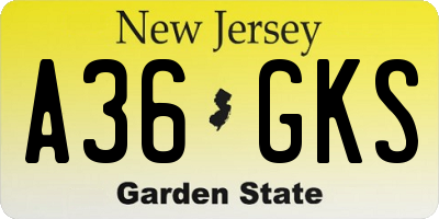 NJ license plate A36GKS