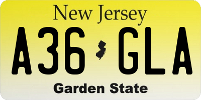 NJ license plate A36GLA