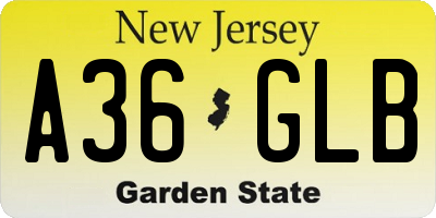 NJ license plate A36GLB