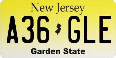 NJ license plate A36GLE