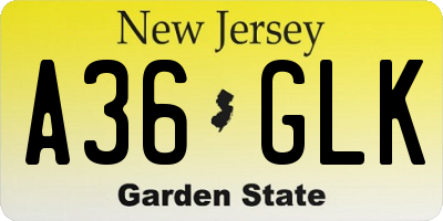 NJ license plate A36GLK