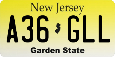 NJ license plate A36GLL