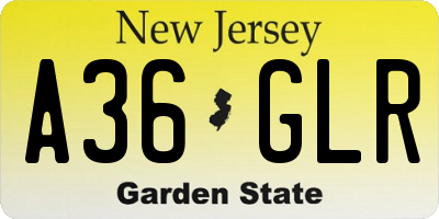 NJ license plate A36GLR