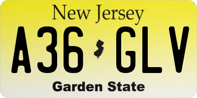 NJ license plate A36GLV