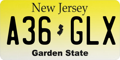 NJ license plate A36GLX
