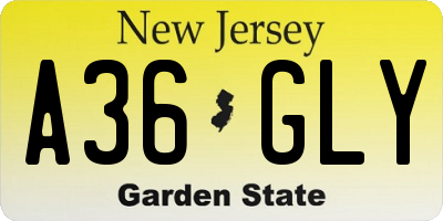 NJ license plate A36GLY