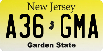 NJ license plate A36GMA
