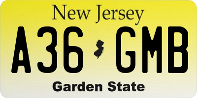NJ license plate A36GMB