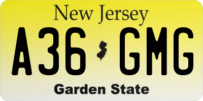 NJ license plate A36GMG